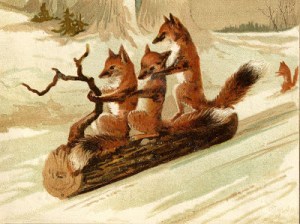FoxesOnLog-GraphicsFairy
