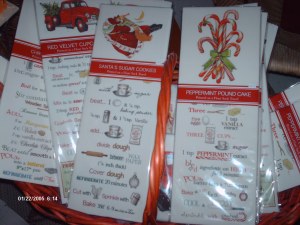 Flour sack towels with recipes. 